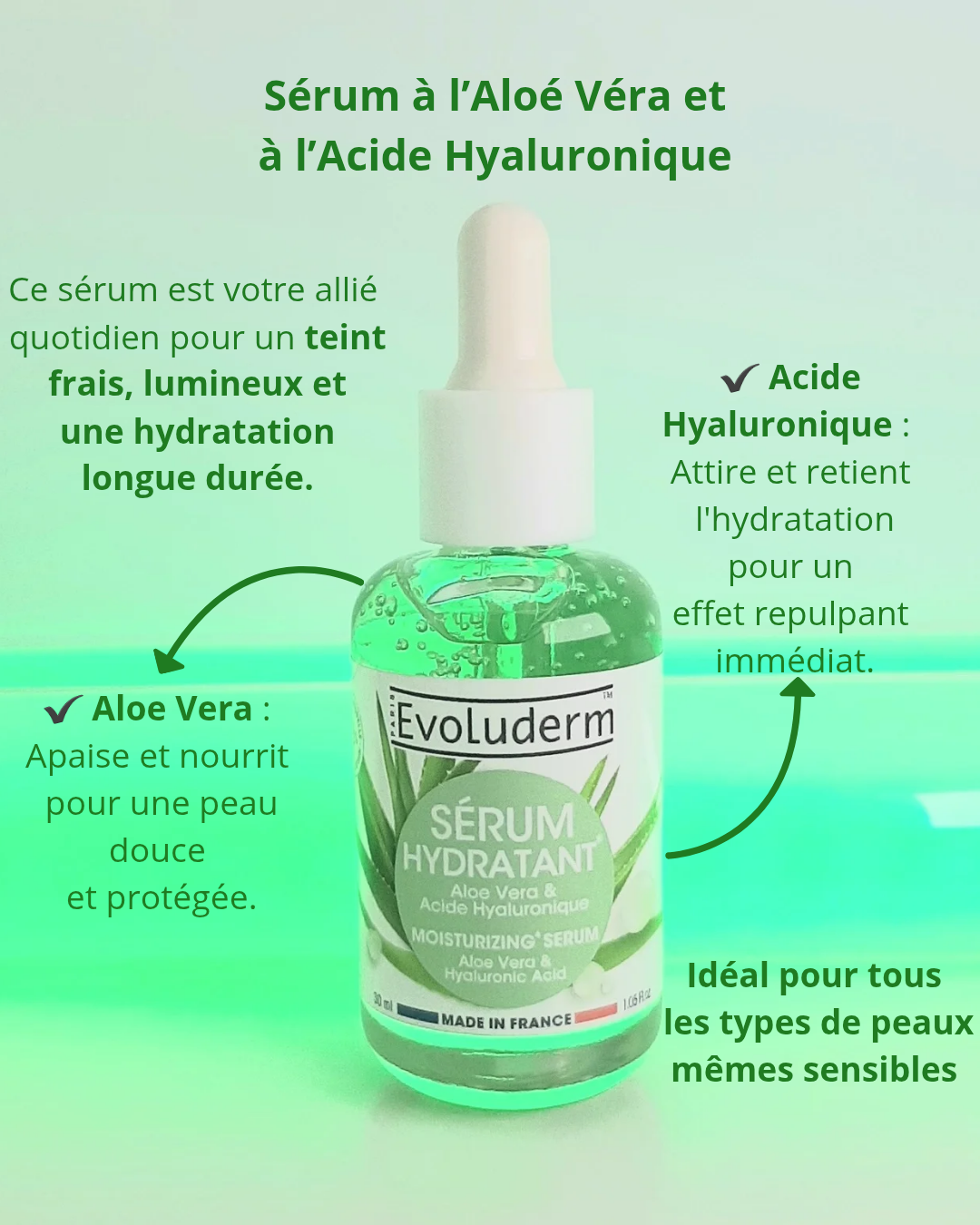 SÉRUM HYDRATANT À L’ALOÉ VÉRA ET À L’ACIDE HYALURONIQUE